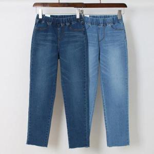 [강물처럼]빅사이즈밴드바지 P590L503 컷팅데님슬림스판팬츠 LO