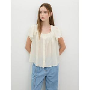 올리브데올리브 (OW5MB477) 레이스 테잎 장식 핀턱 블라우스