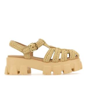 프라다 라피아 모노리스 플랫폼 샌들 1X138NF0553L8W F0018