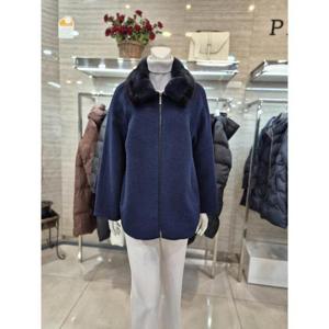 프로그램 세이브존05 울 알파카 혼방 밍크 칼라 배색 하프코트 p254f304