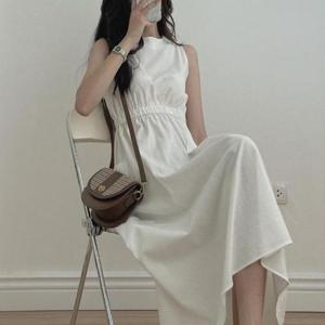 [깨비몰][깨비몰] 허리 셔링 민소매 롱원피스 밴딩 여름원피스 (