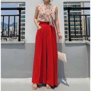 [바이어스]하이웨스트 핀턱 와이드핏 통 바지 팬츠 슬랙스 코디