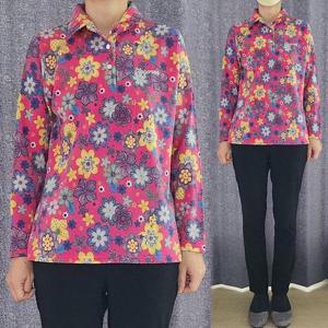 [할마마마][할마마마] 프린팅기모카라티셔츠 따뜻 겨울 국내제작