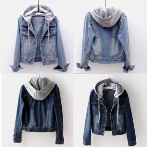 [깨비몰][깨비몰] 여성 후드 데님 청자켓 슬림핏 숏 워싱 점퍼 (
