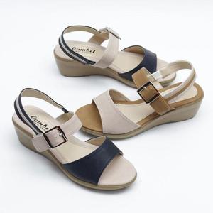 [할마마마][할마마마] 깔끔배색웨지힐샌들 중간굽 일상 국내제작