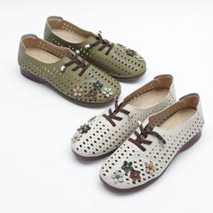 [할마마마][할마마마] 가죽펀칭꽃장식단화 봄여름신발 기본 일상