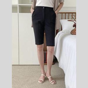 [바이어스]4부 반바지 버뮤다 슬림핏 스판 쿨 원단 속밴딩 팬츠