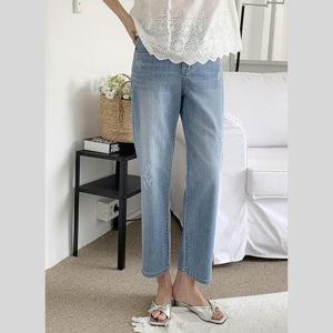 [바이어스]일자핏 9부 빈티지 워싱 데님 청바지 배기 팬츠 바지