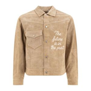 휴먼메이드 로고 자수 스웨이드 가죽 재킷 HM28JK009 BEIGE