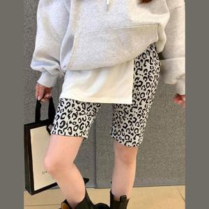 [바이어스]코튼 레오파드 캐쥬얼 밴딩 바이커 5부 팬츠 바지 룩