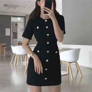 [깨비몰][깨비몰] 트위드 미니원피스 하객룩 반팔 슬림 원피스 (