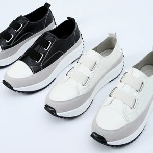 포크슈즈 소가죽 키높이 여성 슬립온 운동화 스니커즈 6cm 2colo