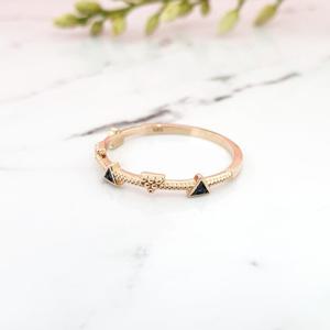 [현골드앤실버] 14k 삼각 볼 레이어드 반지