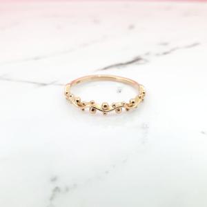 [현골드앤실버] 14k 볼 물결 레이어드 반지