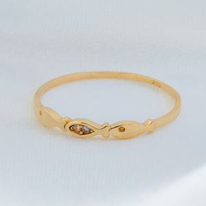 [엘렌쥬얼리] 14K 리틀 물고기 트리오 미스 링 금 반지