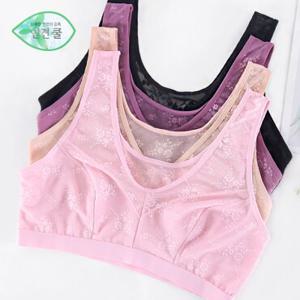 국산 인견 플라워 망사 빅사이즈 브라탑 엄마 할머니 수면브라