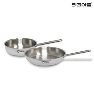 키친아트 퀸 인덕션 통5중 304스텐 후라이팬세트 2종C 후20+후28