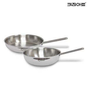 키친아트 퀸 인덕션 통5중 304스텐 후라이팬세트 2종B 후28+웍28