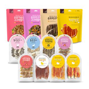 자연애 국내 생산 강아지 육포 간식 오리고기 개껌 8종