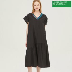 베네통 보니 자수 롱 원피스 BAOPA8431_BK