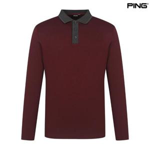 [핑골프]남성 기모 배색 카라 긴팔 티셔츠 (111D3TO001_WN)