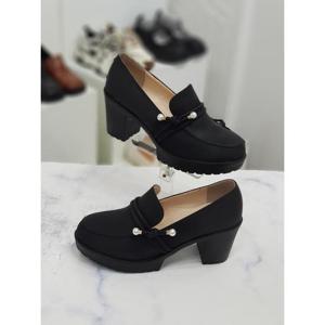 한슈 세이브존09 진주 리본 장식 여성 단화 로퍼 캐주얼 7cm HS15327si