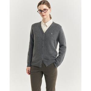 헤지스 여성 24FW 클리어런스울 그레이 이중직 브이넥 가디건 HSSW4D905G2