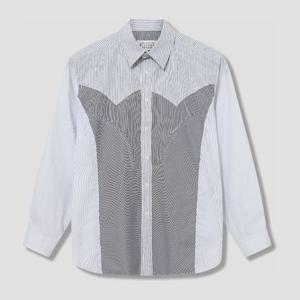 메종마르지엘라 콘트라스팅 핀스트라이프 패널 로우엣지 셔츠 S