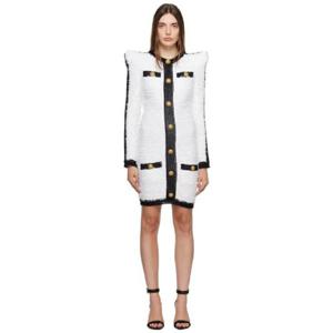 26 SS 발망 여성 화이트   블랙 포인트 숄더 미니 드레스 232251F052004