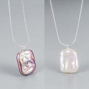 자연주의 S925 납짝 담수진수 흑진주 백진주 목걸이