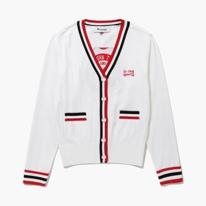 [르꼬끄골프] 여성 배색 포인트 브이넥 니트 가디건 (GQ122LKC21)