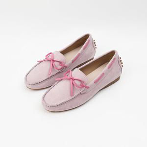 [신난다슈] 여성 로퍼 단화 1cm 플랫 구두 슬립온 발편한 쿠션 스웨이드 GDR253047 핑크