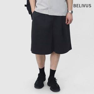 빌리버스 남성 버뮤다팬츠 핀턱 와이드 숏팬츠 BWS087