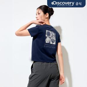 프레시벤트 여성 워싱 크롭 아웃도어 프레임 그래픽 반팔티셔츠 (D/NAVY) DWRS99053-NYD