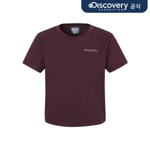 프레시벤트 여성 워싱 크롭 아웃도어 프레임 그래픽 반팔티셔츠 (D/WINE) DWRS99053-WID