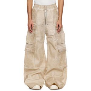 26 SS 릭오웬스 남성 베이지 할리우드 더블 카고 점보 벨라스 데님 진 251126M188021