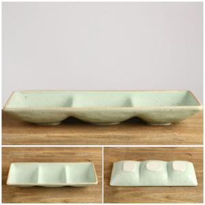 이천도자기 발수청자 도자기 삼구찬기 반찬 접시 그릇 소스접시 나눔접시 나눔식기 도자기접시 도자기그릇