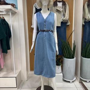 클리지 DP01 브이넥  민소매 데님 원피스 CP3WOP08