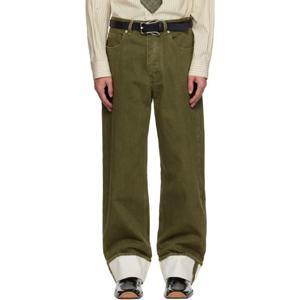 Bottega Veneta 청바지 카키 컬러 턴업 데님 진 251798M186005