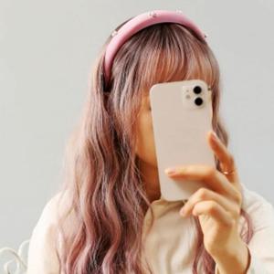 새틴 진주 볼륨 헤어밴드 핑크 머리띠