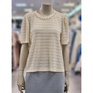 SOUP 여성 라운드넥 진주 단추 포인트 니트 SA7STC1