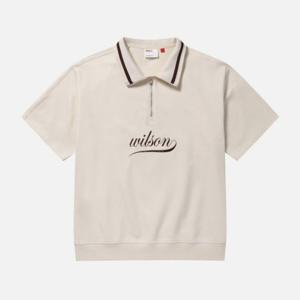 윌슨긴팔티 JQS W241003LTS31-CRM 유니 테크코튼 반집업 맨투맨