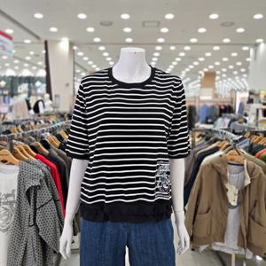 [벨라디터치]밑단 스트링 단가라 티셔츠 V9F2TS35_GN