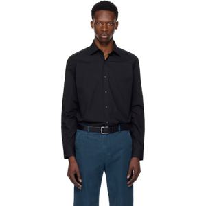 26 SS Hugo 남성 블랙 모던 핏 이지 아이론 코튼 포플린 셔츠 252084M192010