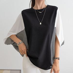 [나크21] 가오리핏 단가라 배색 티셔츠 NK52-TS-13