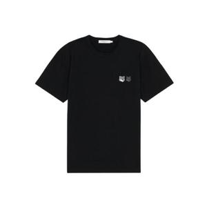 메종 키츠네 더블 모노크롬 폭스 헤드 패치 클래식 티셔츠 블랙 IU00122KJ0008-P199