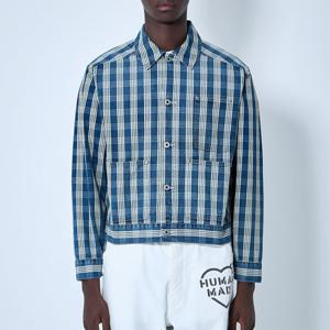 26 SS 휴먼 메이드 Work 체크 모티프 클래식 카라 버튼 워크 자켓 블루 HM29JK010