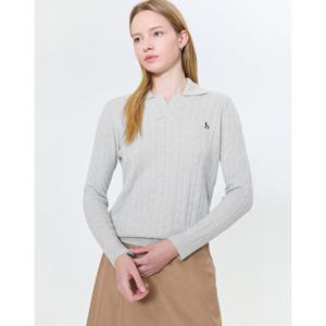 헤지스 여성 24FW 클리어런스스테디셀러울100% 그레이 케이블 카라 스웨터 WSSW4D810G1