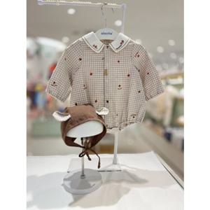 [압소바 의류] (출산백일선물) 메이슨 체크 우주복(모자) (25가을) (A2522306)