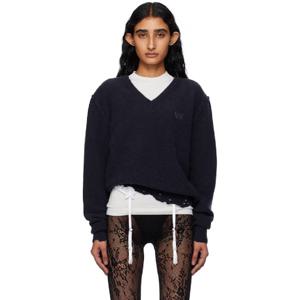 발렌시아가 브이넥 네이비 로렐 클래식 인사이드 아웃 브이넥 스웨터 251342F100000